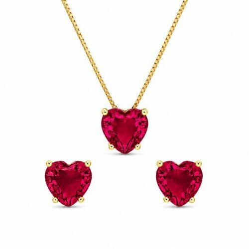 Conjunto Cora��es Rubi banhado em Ouro 18k