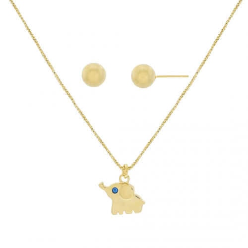 Conjunto Infantil Elefante Banhado a Ouro