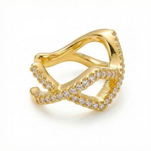 Piercing Fake X Duplo com Micro Zirc�nias Banhado em Ouro18k