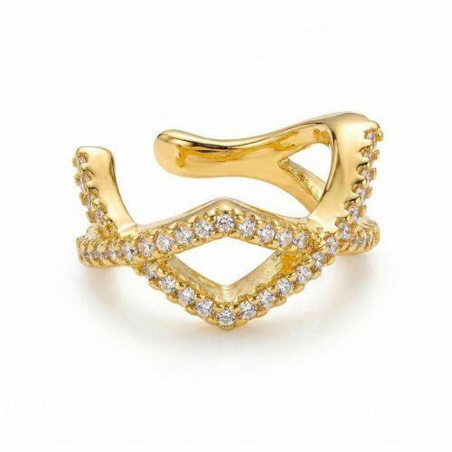 Piercing Fake X Duplo com Micro Zircônias Banhado em Ouro18k