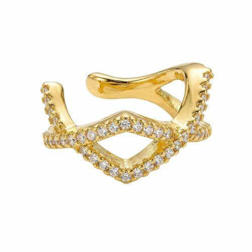Piercing Fake X Duplo com Micro Zirc�nias Banhado em Ouro18k
