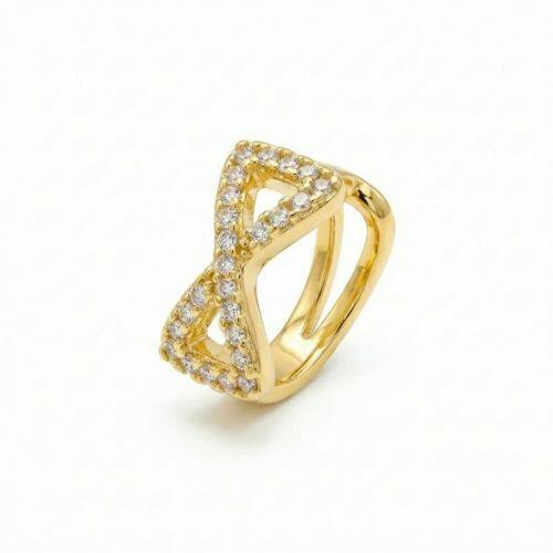 Piercing Fake Laço Micro Zircônia Banhado a Ouro