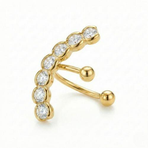 Piercing Fake 7 Zirc�nias Cristais Banhado em Ouro18k