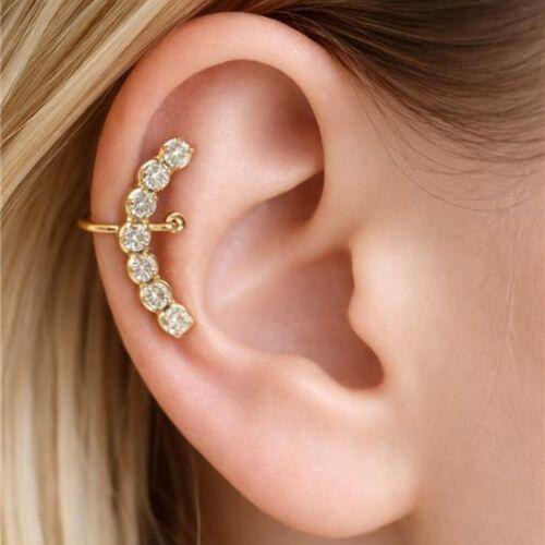 Piercing Fake 7 Zircônias Cristais Banhado em Ouro18k