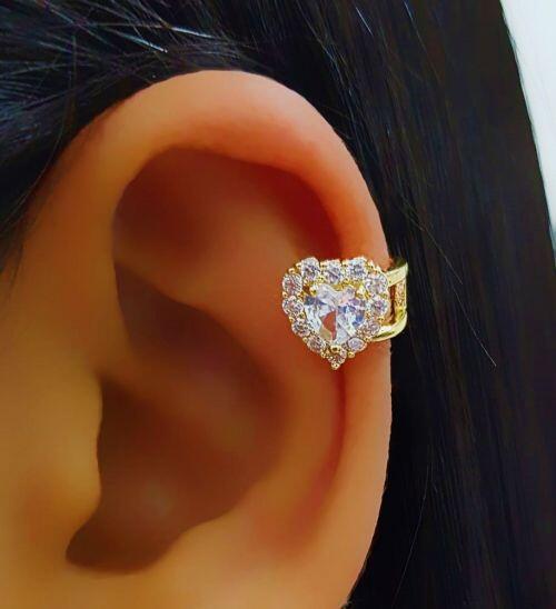 Piercing Fake Cora��o Micro Zirc�nia Banhado em Ouro18k (SKU: 00071045)