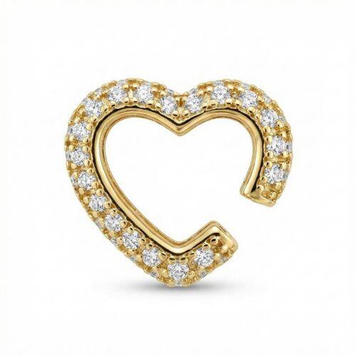 Piercing Fake todo Micro Zircônia em Formato de Coração Banhado em Ouro18k