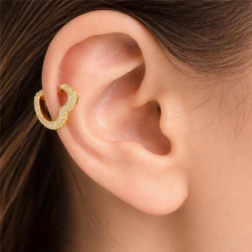 Piercing Fake todo Micro Zircônia em Formato de Coração Banhado em Ouro18k