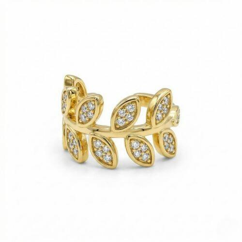Piercing Fake Folhagem com Micro Zirc�nia Cristal Banhado em Ouro 18K