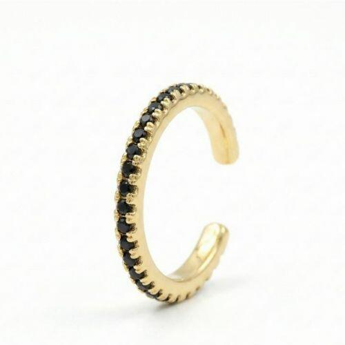 Piercing Fake Micro Zircônia Negra Banhado em Ouro 18K