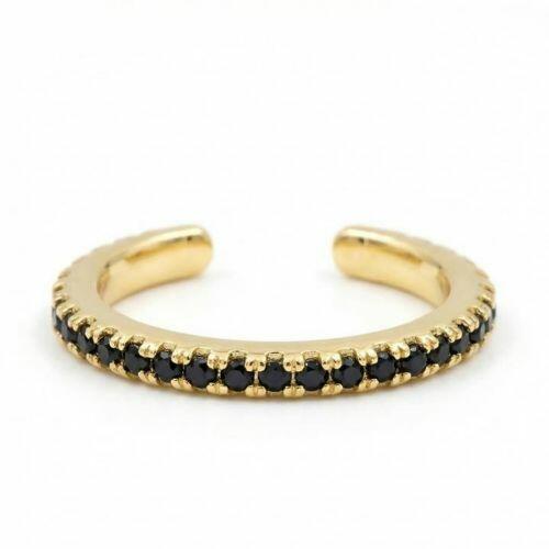 Piercing Fake Micro Zirc�nia Negra Banhado em Ouro 18K