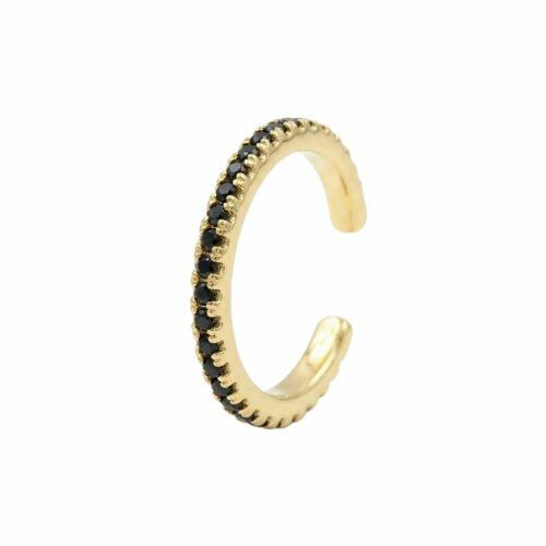 Piercing Fake Micro Zirc�nia Negra Banhado em Ouro 18K