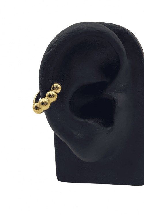 Piercing Fake Bolas Juntas Lisas Banhado em Ouro18k