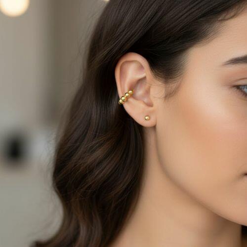 Piercing Fake Bolas Juntas Lisas Banhado em Ouro18k
