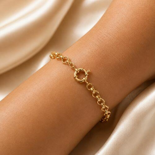 Pulseira Elo Português 0.6 cm com fecho Boia Banhado em Ouro18k