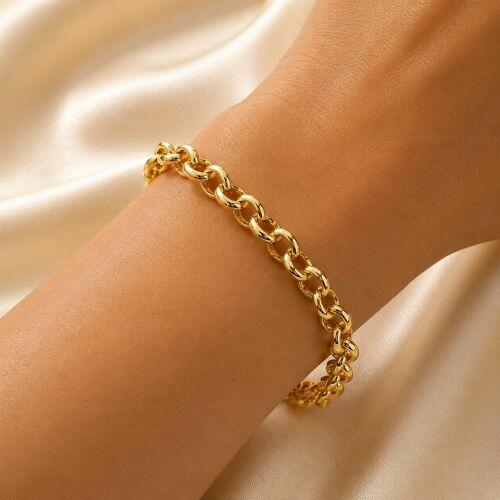 Pulseira Elo Português 0.6 cm com fecho Boia Banhado em Ouro18k
