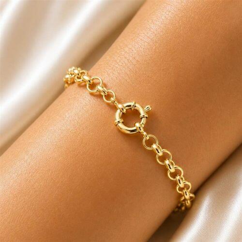 Pulseira Elo Portugu�s 0.6 cm com fecho Boia Banhado em Ouro18k