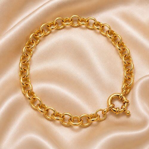 Pulseira Elo Português 0.6 cm com fecho Boia Banhado em Ouro18k