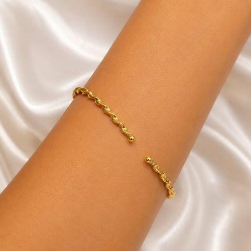 Bracelete Aberto Enrolado Banhado em Ouro 18K