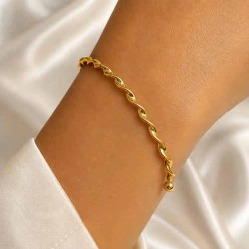 Bracelete Aberto Enrolado Banhado em Ouro 18K