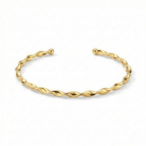 Bracelete Aberto Enrolado Banhado em Ouro 18K
