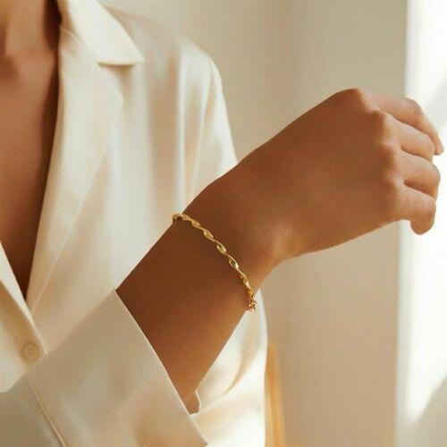 Bracelete Aberto Enrolado Banhado em Ouro 18K