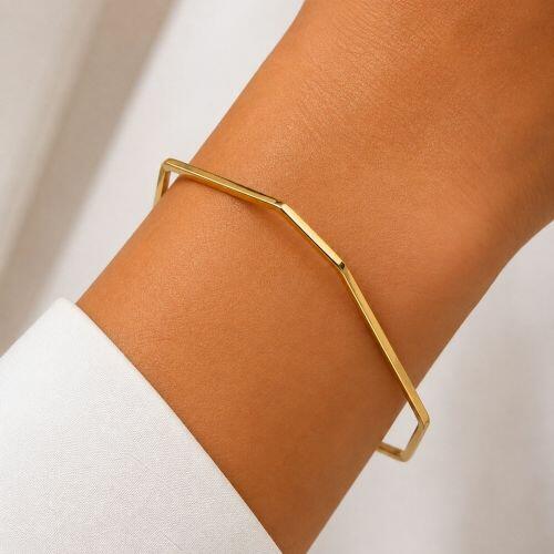 Bracelete Geom�trico Banhado em Ouro 18K