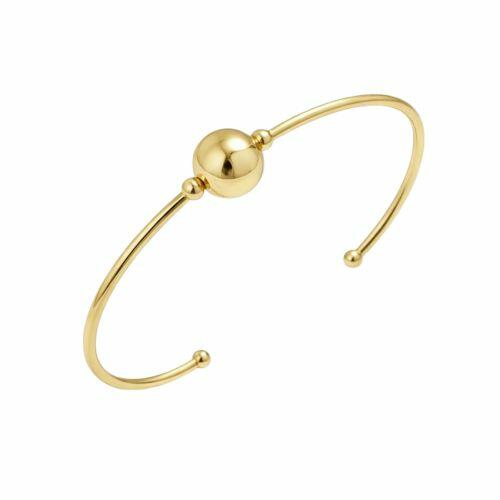 Bracelete Aberto com Bola Lisa 0.6 cm Banhado a Ouro
