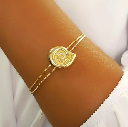 Pulseira Formas Caracol Banhado a Ouro