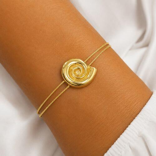 Pulseira Formas Caracol Banhado a Ouro