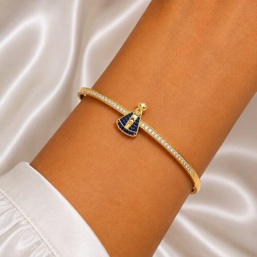 Bracelete Fechado Nossa Senhora Aparecida Banhado a Ouro