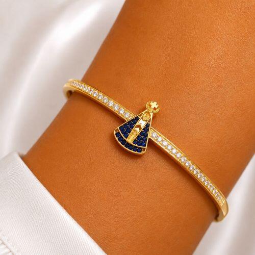 Bracelete Fechado Nossa Senhora Aparecida Banhado a Ouro