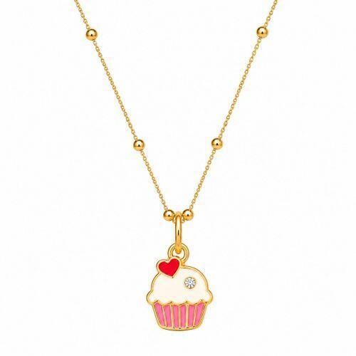 Conjunto Infantil Cupcakes Banhado em Ouro18k