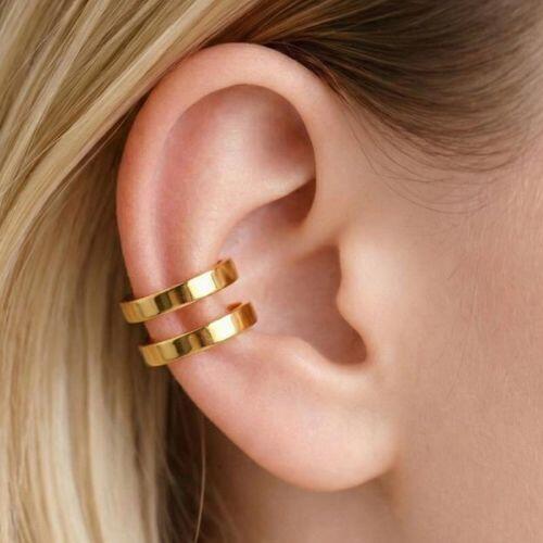 Piercing Fake 2 Fileiras Lisas Banhado a Ouro