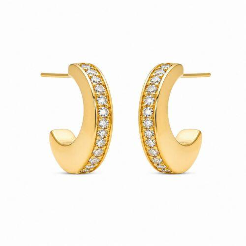 Brinco Argola Meia Cana com 1 Fileira de Micro Zirc�nia Banhado a Ouro