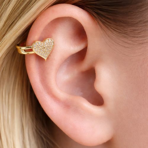 Piercing Fake Coração Micro Zircônia Banhado a Ouro