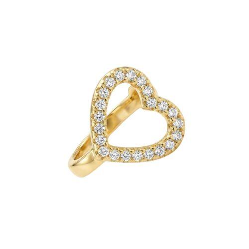 Piercing Fake Cora��o Vazado com Micro Zirc�nia Banhado a Ouro
