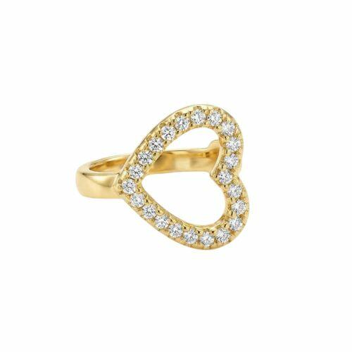 Piercing Fake Cora��o Vazado com Micro Zirc�nia Banhado a Ouro