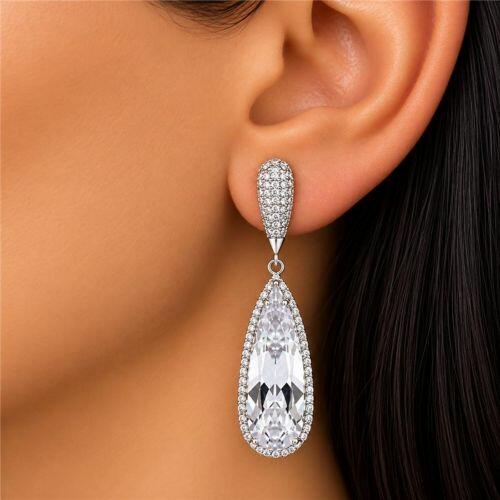 Brinco Luxury Gota Zircônia Cristal Banhado a Prata