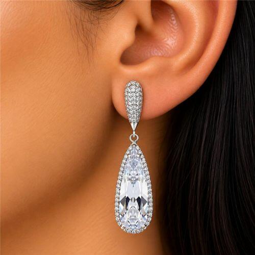 Brinco Luxury Gota Zircônia Cristal Banhado a Prata