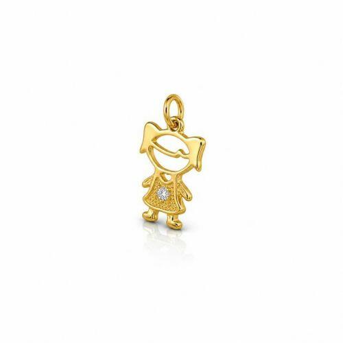 Pingente Menina com Ponto de Luz Banhado a Ouro