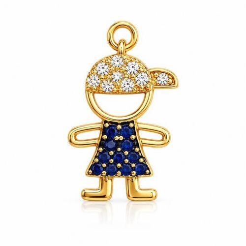 Pingente Menino Zirc�nia Azul Banhado a Ouro