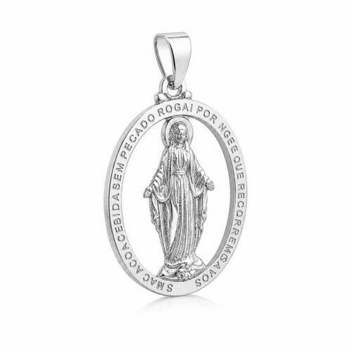 Pingente Mandala Nossa Senhora Milagrosa Banhado a Prata