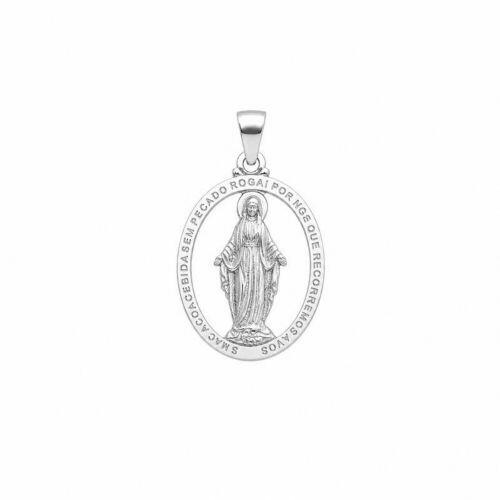Pingente Mandala Nossa Senhora Milagrosa Banhado a Prata