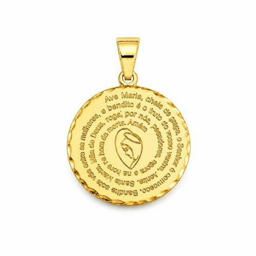 Pingente Medalha Ora��o Ave Maria Banhado a Ouro