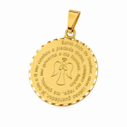 Pingente Oração Anjo do Guarda Banhado a Ouro