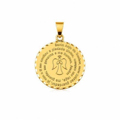 Pingente Ora��o Anjo do Guarda Banhado a Ouro