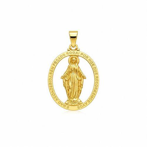Pingente Mandala Nossa Senhora Milagrosa Banhado a Ouro