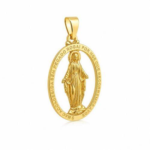 Pingente Mandala Nossa Senhora Milagrosa Banhado a Ouro