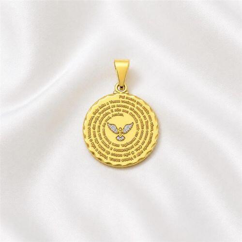 Pingente Oração Pai Nosso com Espírito Santo Banhado a Ouro