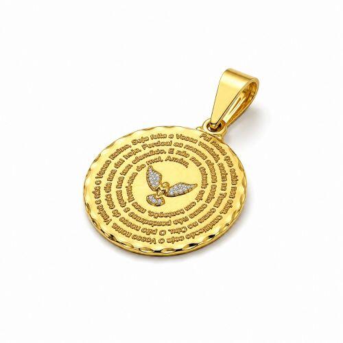 Pingente Oração Pai Nosso com Espírito Santo Banhado a Ouro